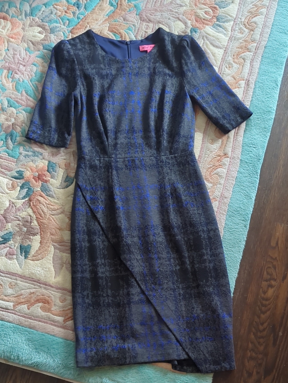 Betsey Johnson Blue and Black Midi Sheath Dress